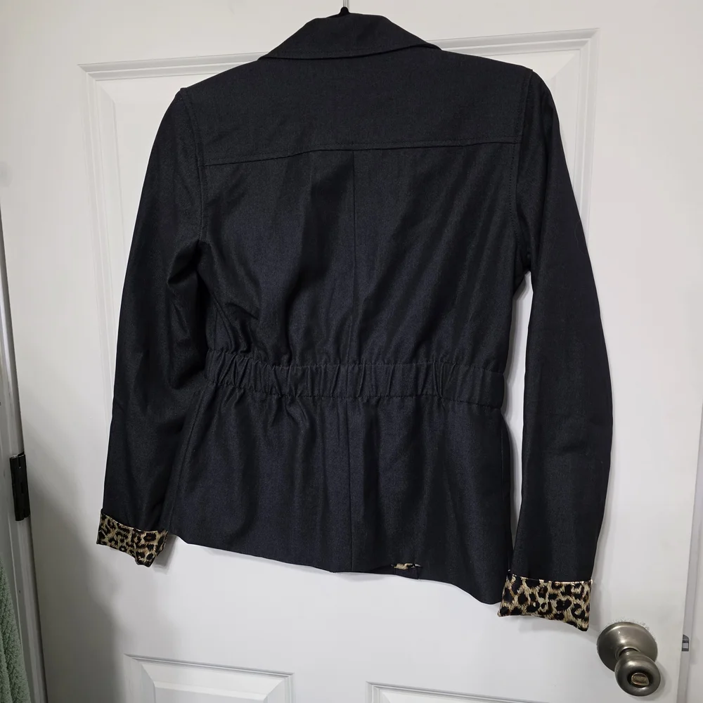 IMAN Dark Blue Blazer with Animal Print Accents - Picture 3 of 3